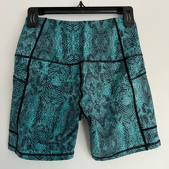 Cleo Harper Spin Shorts: Teal Snake Print - Picture 2 of 7